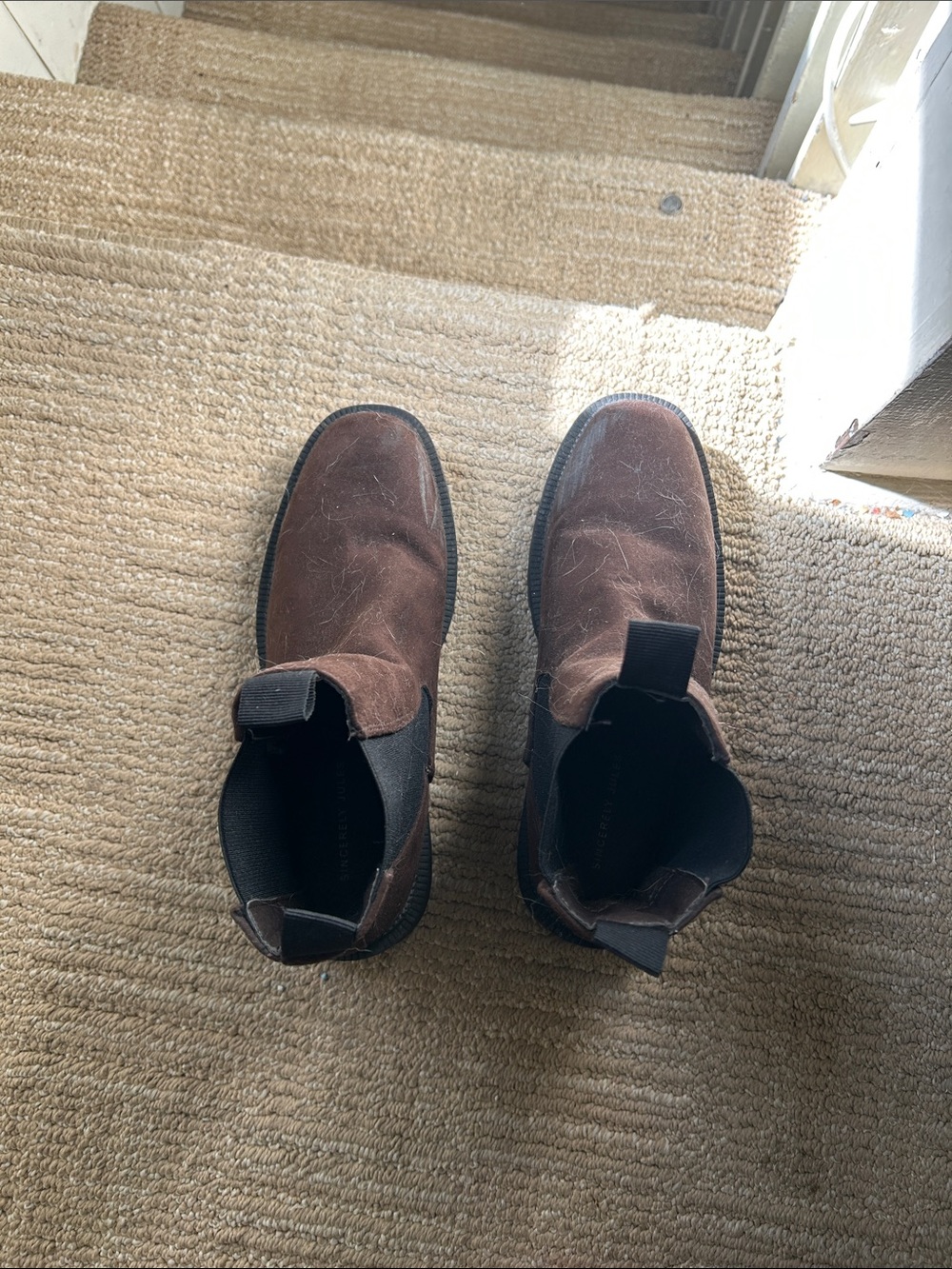 Sincerly Jules Brown Suede Combat Moto Boots